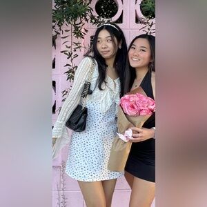Cute BRANDY MELVILLE WHITE DRESS with blue flower imprints